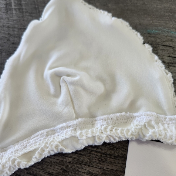 NWT Revolve Rumer White Ines Triangle Crochet String Bikini Top Swimsuit Sz L - Picture 6 of 10